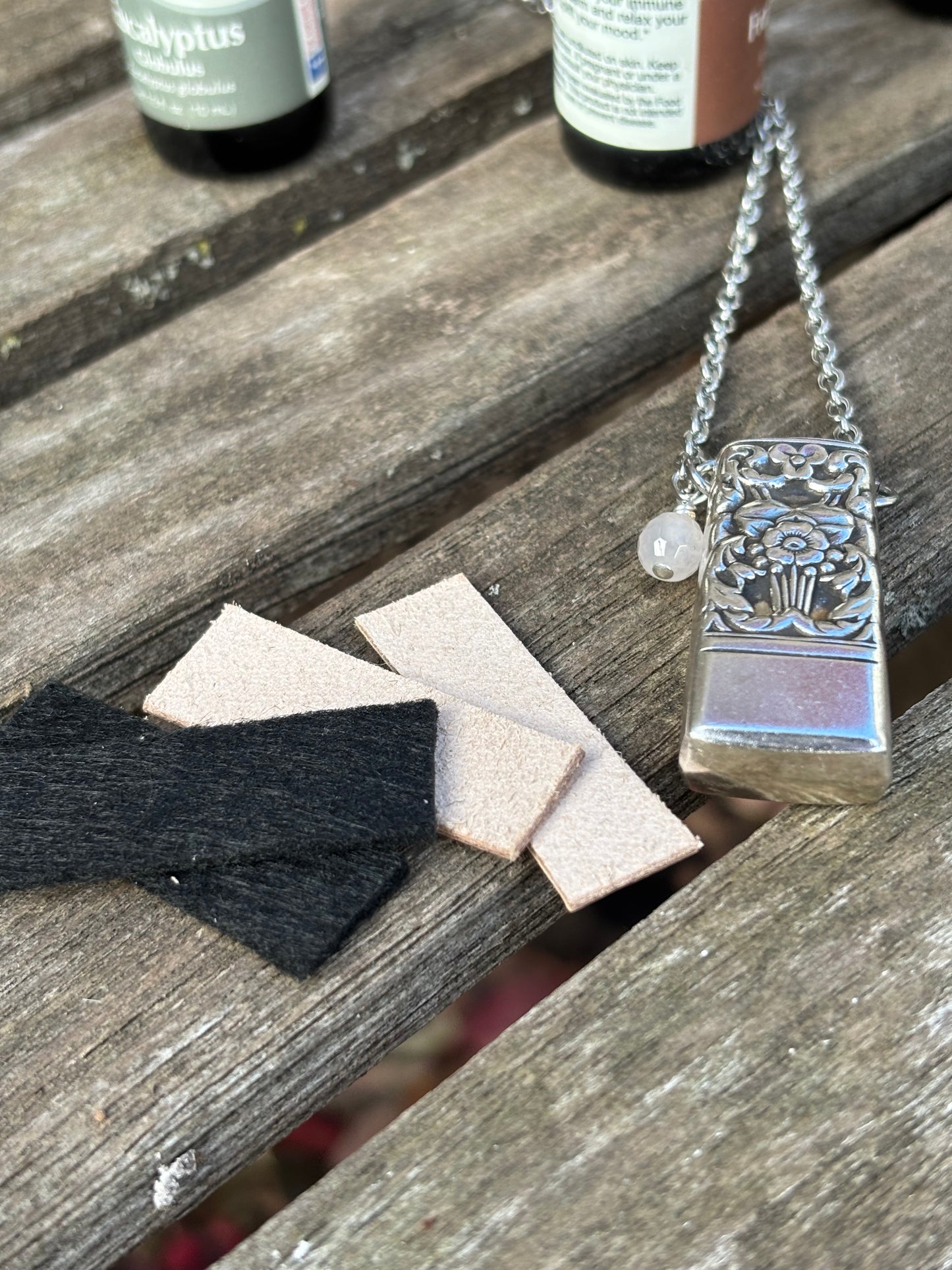 Up-Cycled Vintage Silverware Essential Oil Diffuser Pendant with Rose Quartz Crystal