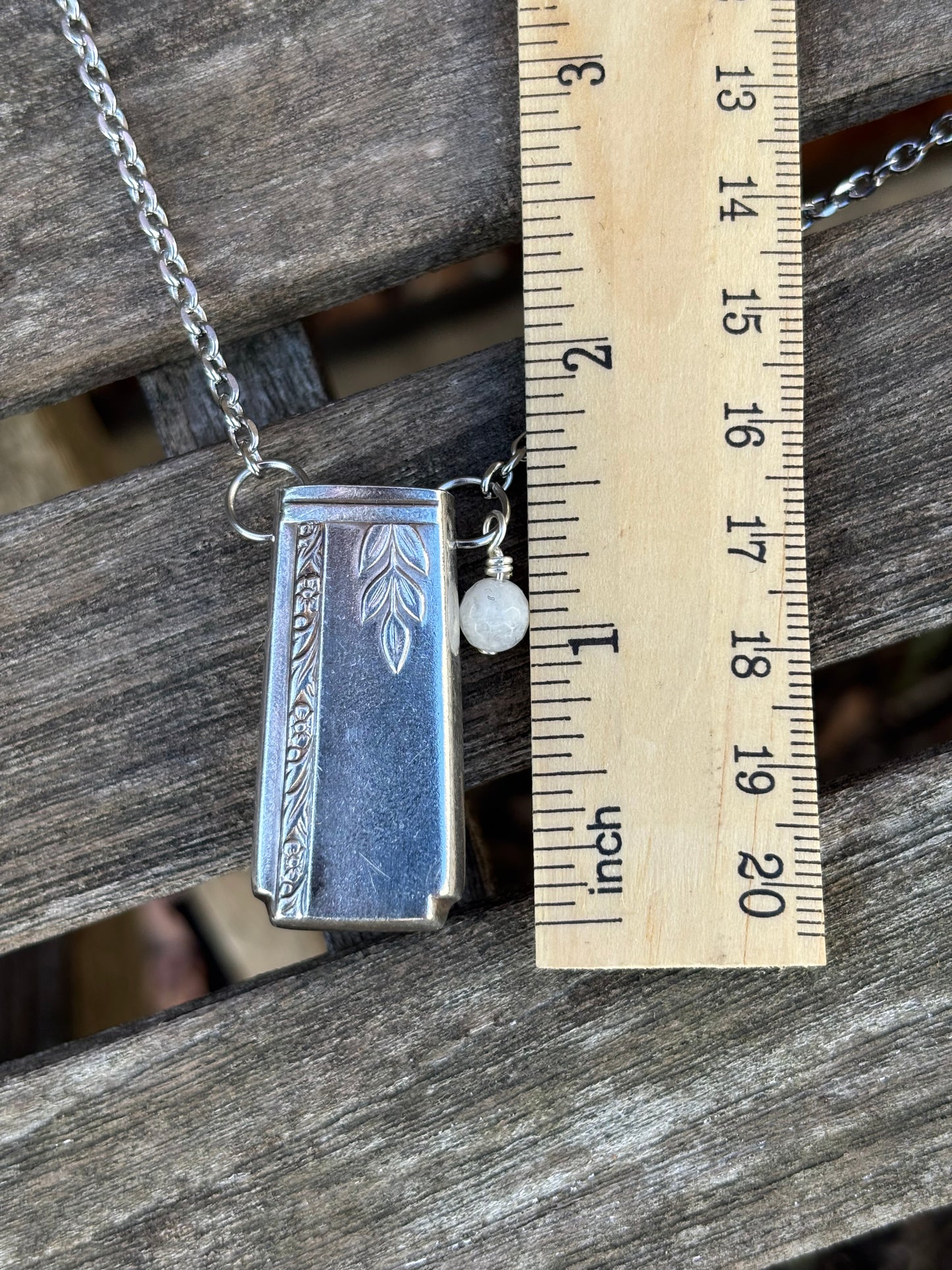 Up-Cycled Vintage Silverware Essential Oil Diffuser Pendant with Moonstone