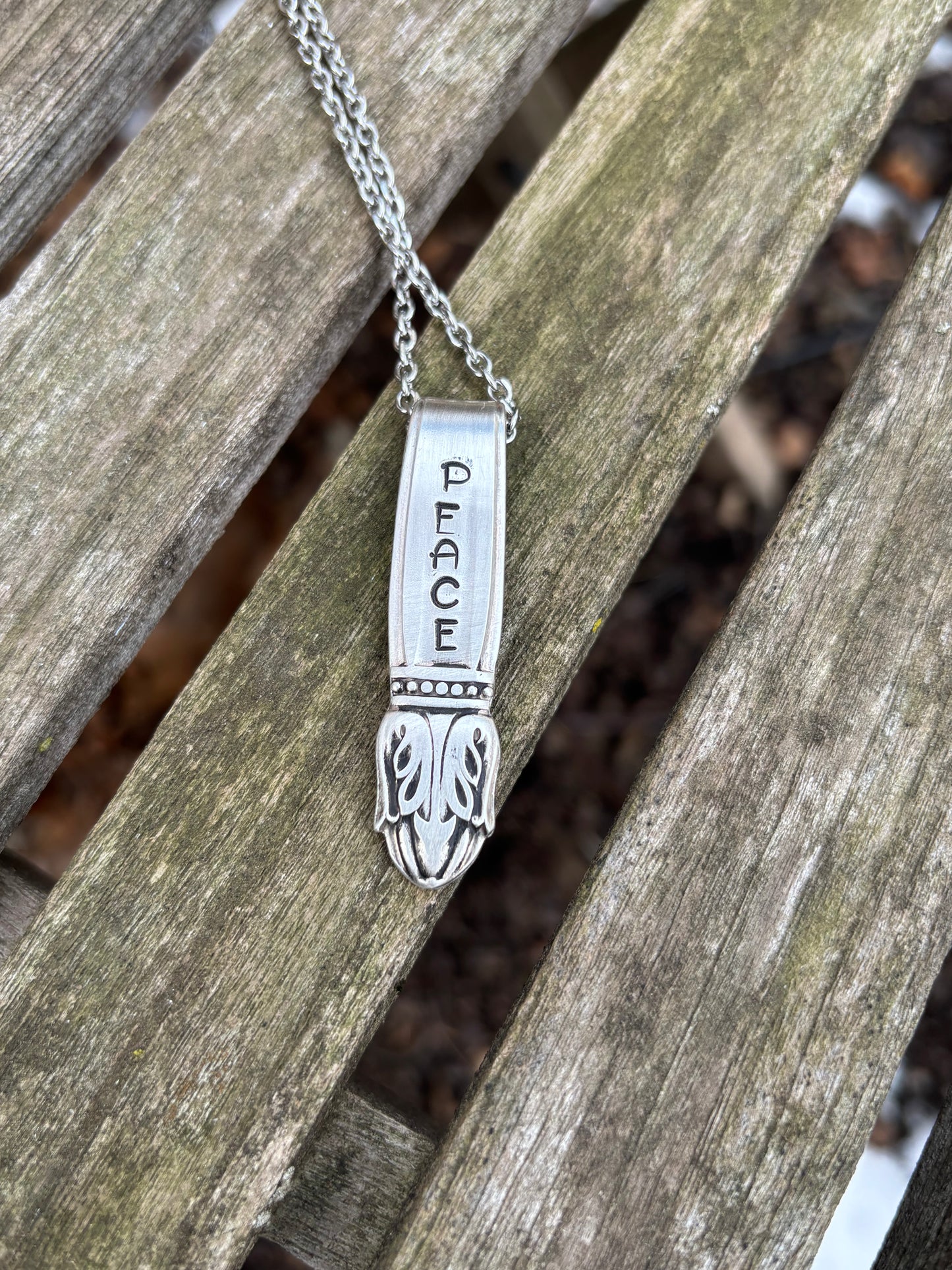 Up-Cycled Vintage Silverware Pendant Peace