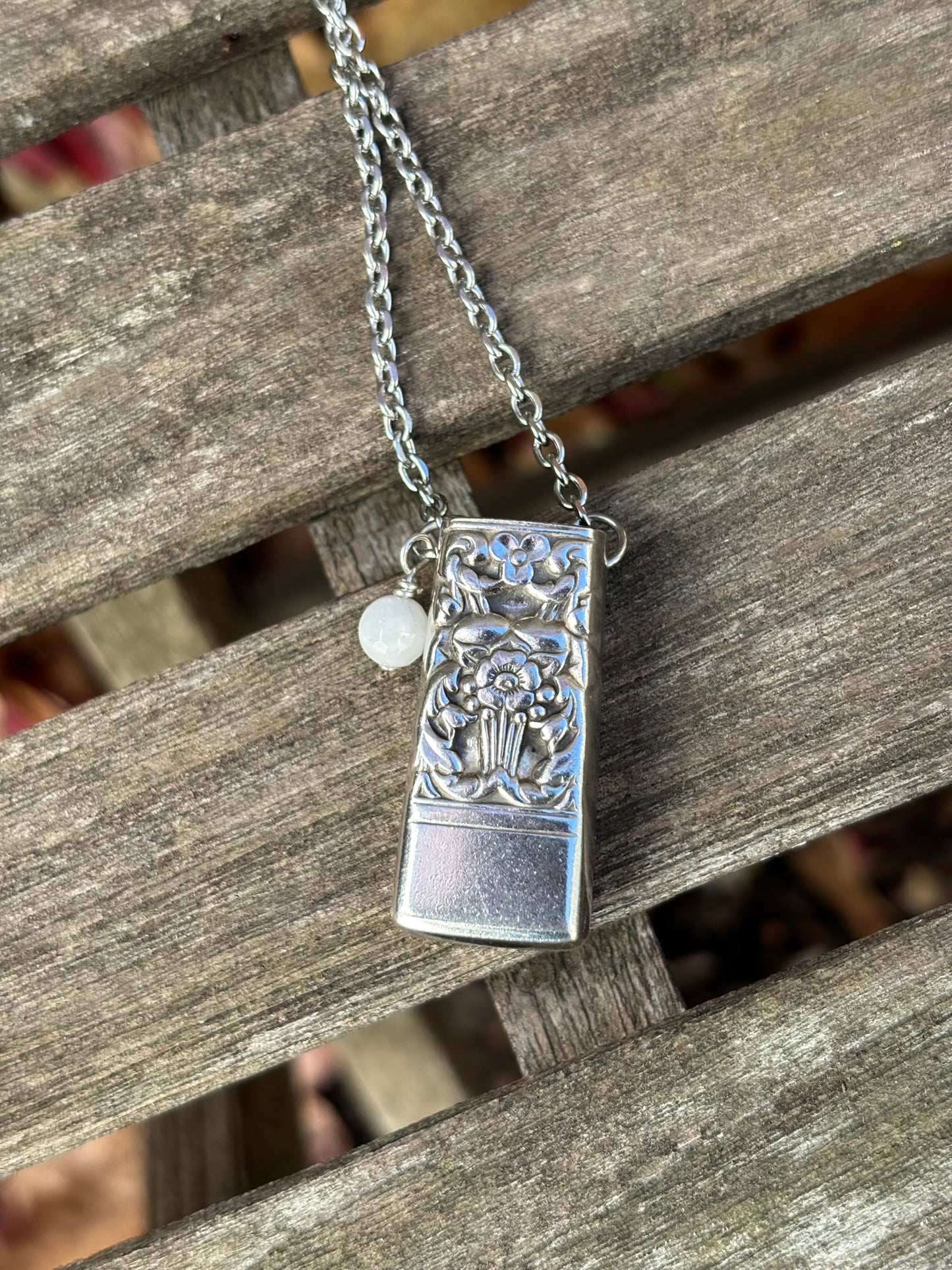 Up-Cycled Vintage Silverware Essential Oil Diffuser Pendant with Moonstone