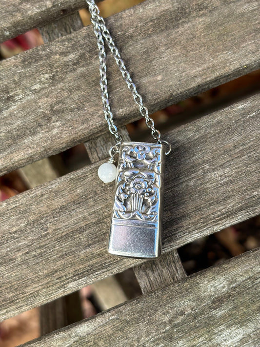 Up-Cycled Vintage Silverware Essential Oil Diffuser Pendant with Moonstone