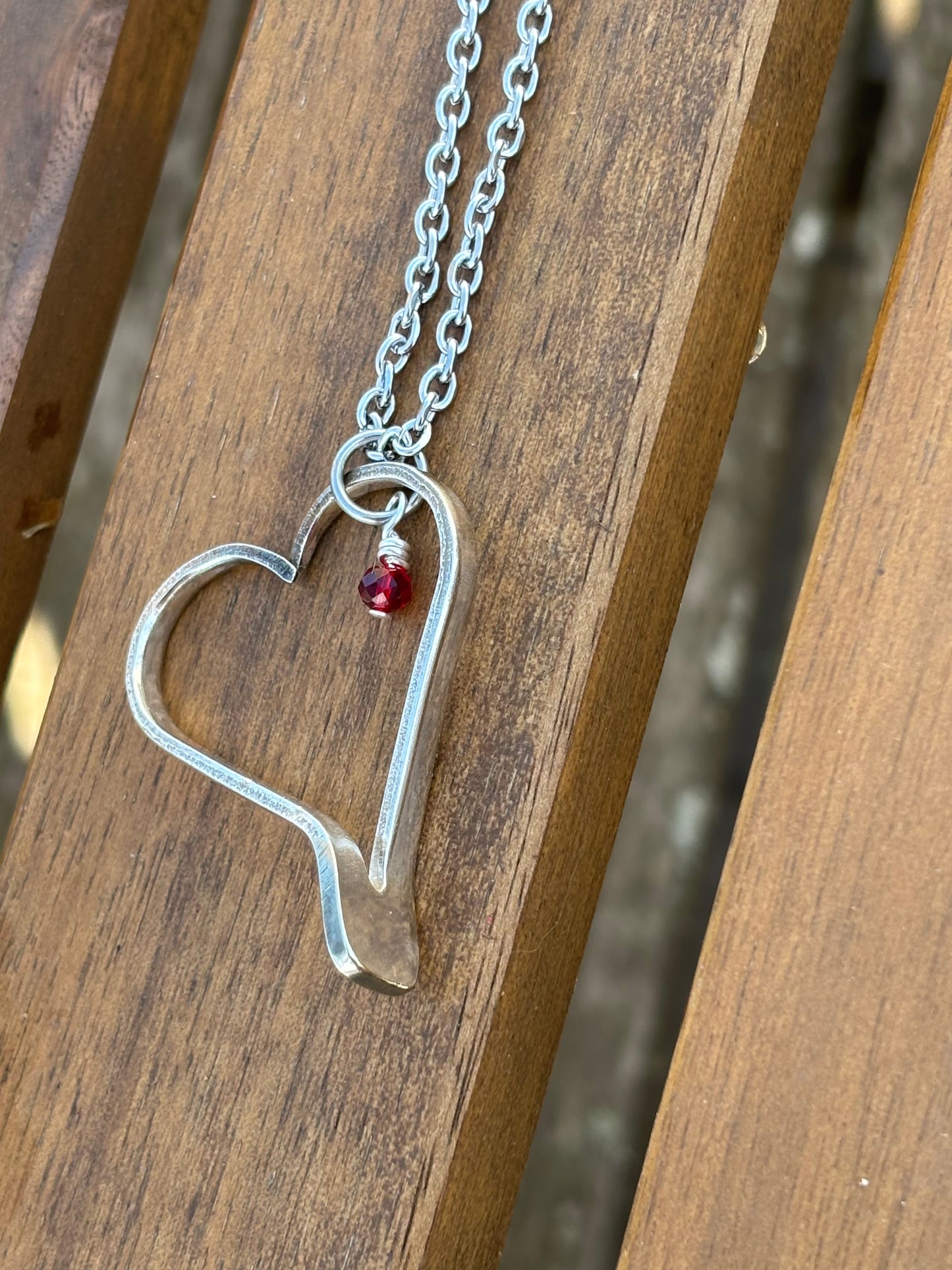 Up-Cycled Vintage Silverware Open Heart Pendant
