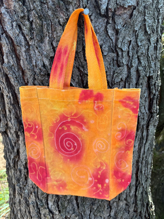Beeswax 100% Cotton Canvas Wine/Water Bottle  Double Tote Orange/Red