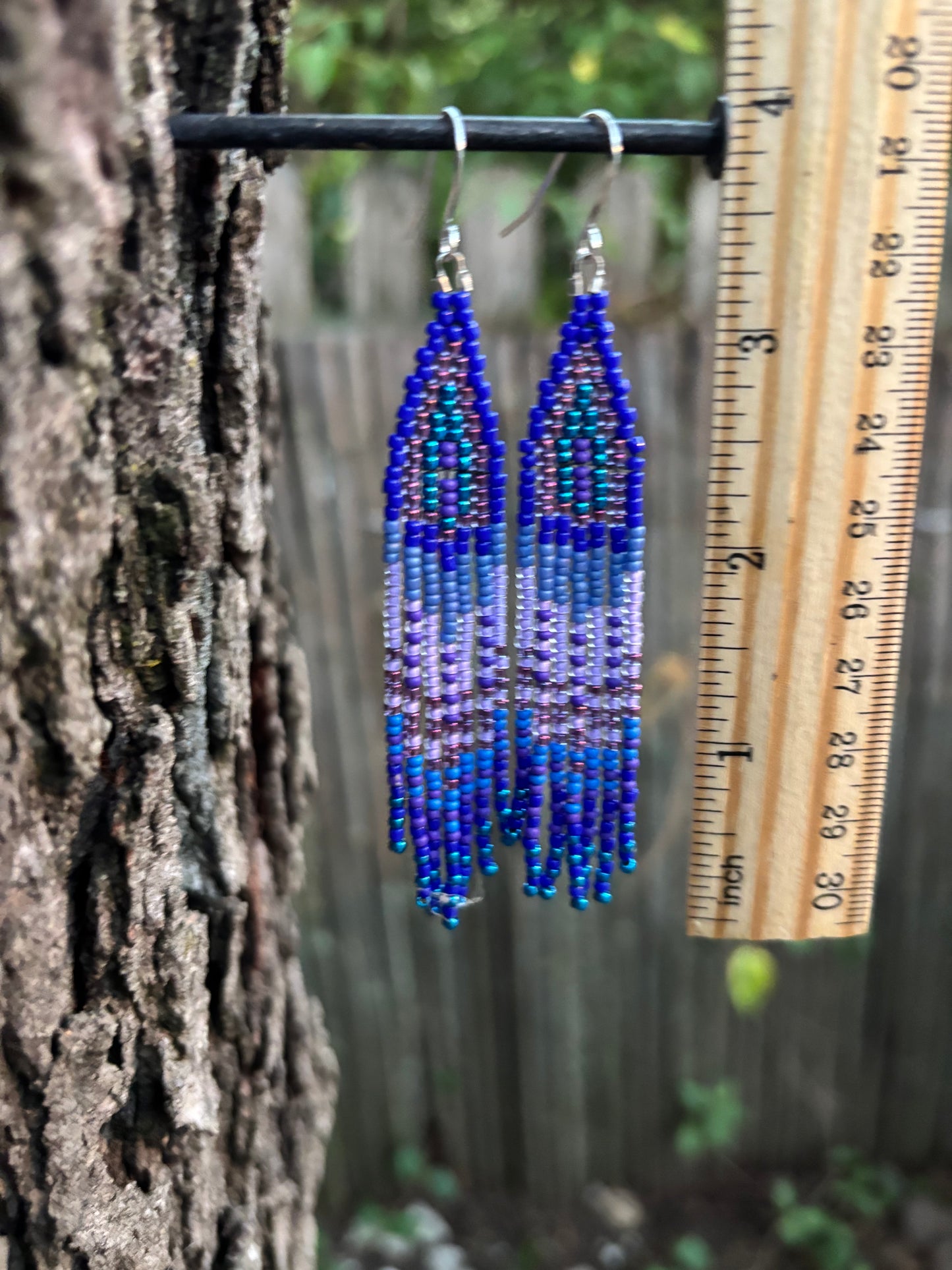 Glass Beaded Bohemian Fringe  Earrings