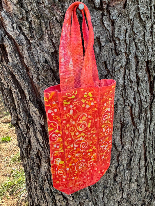 Beeswax 100% Cotton Canvas Wine/Water Bottle Tote Orange