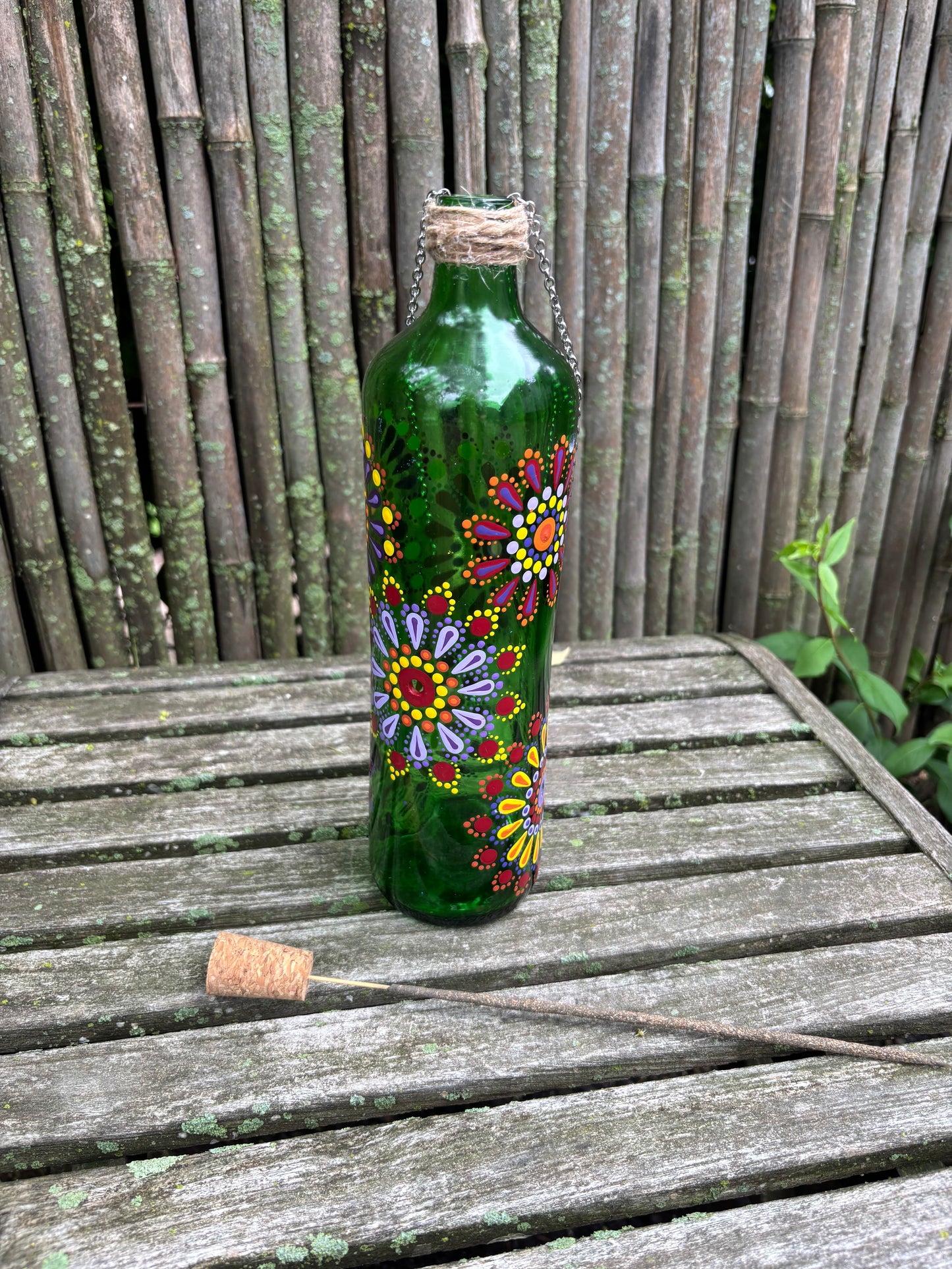 Re-Wined Up-Cycled Glass  Bottle Hanging Smoking Bottle Incense Burner