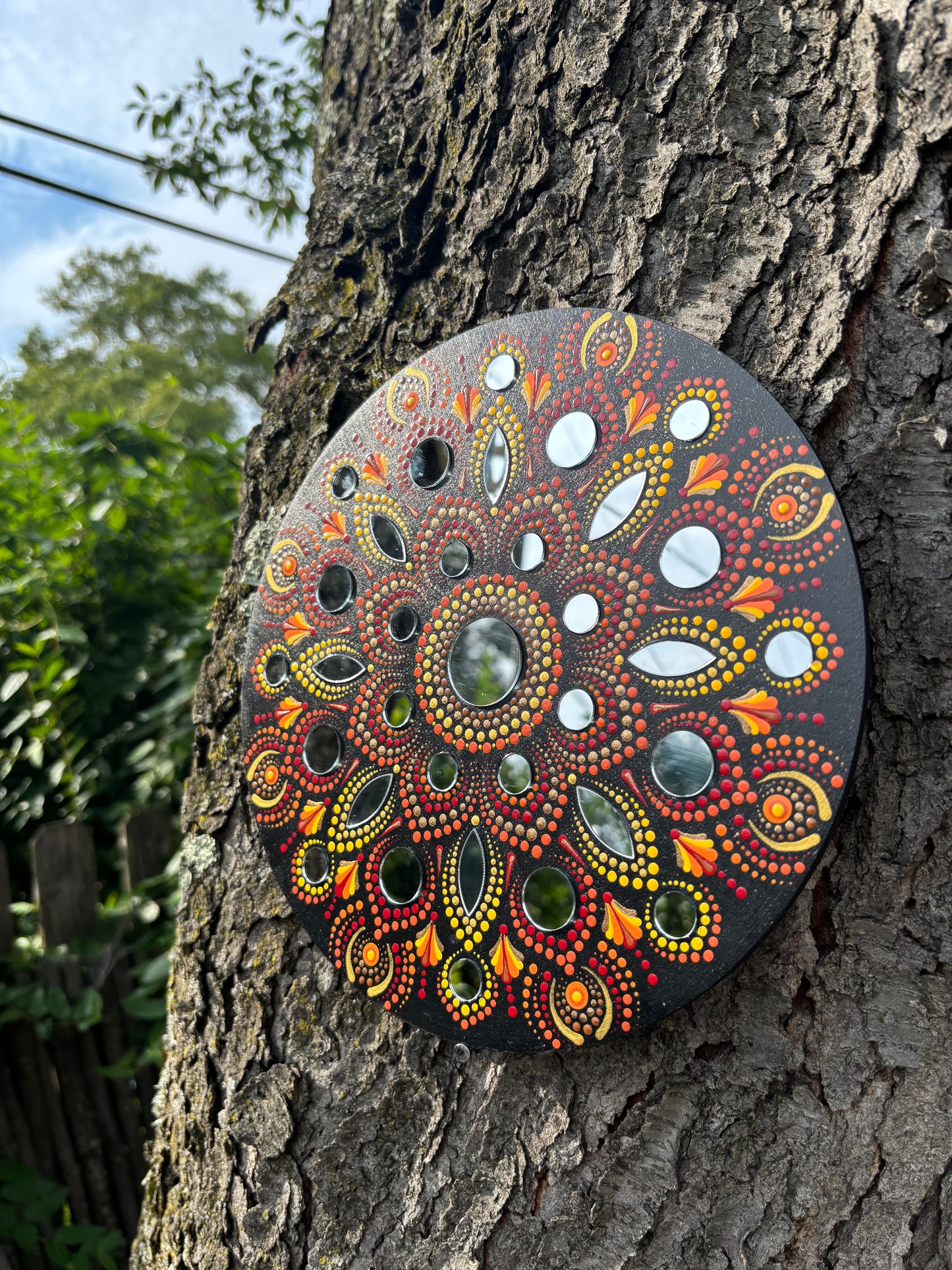 Hand Painted Mosaic Mandala Mirror