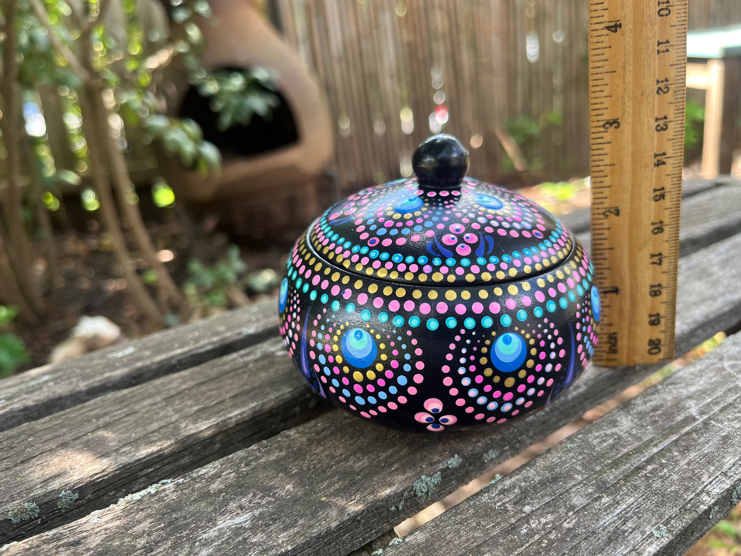 Concrete Mandala Chubby Pot with Lid-Trinket Bowl