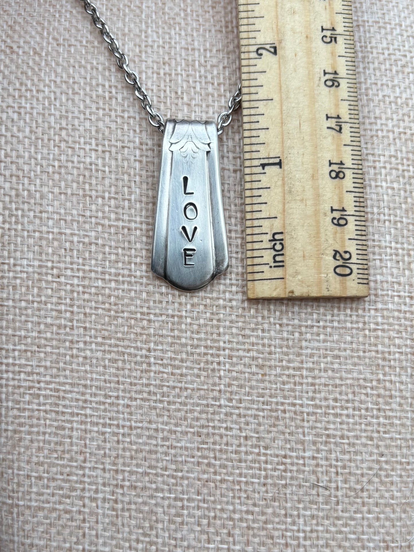 Up-Cycled Vintage Silverware Pendant Love