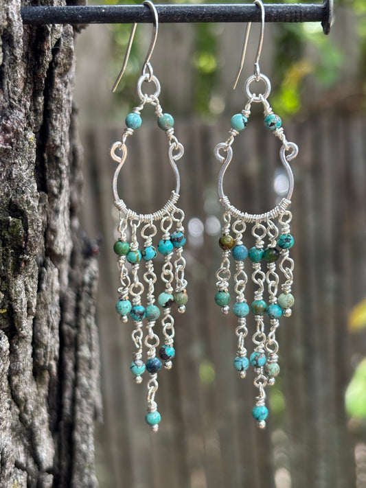 Silver Chandelier Earrings Turquoise