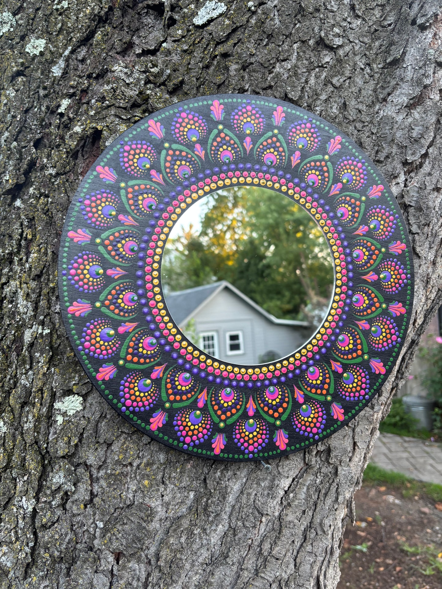 Hand Painted Mandala Mirror