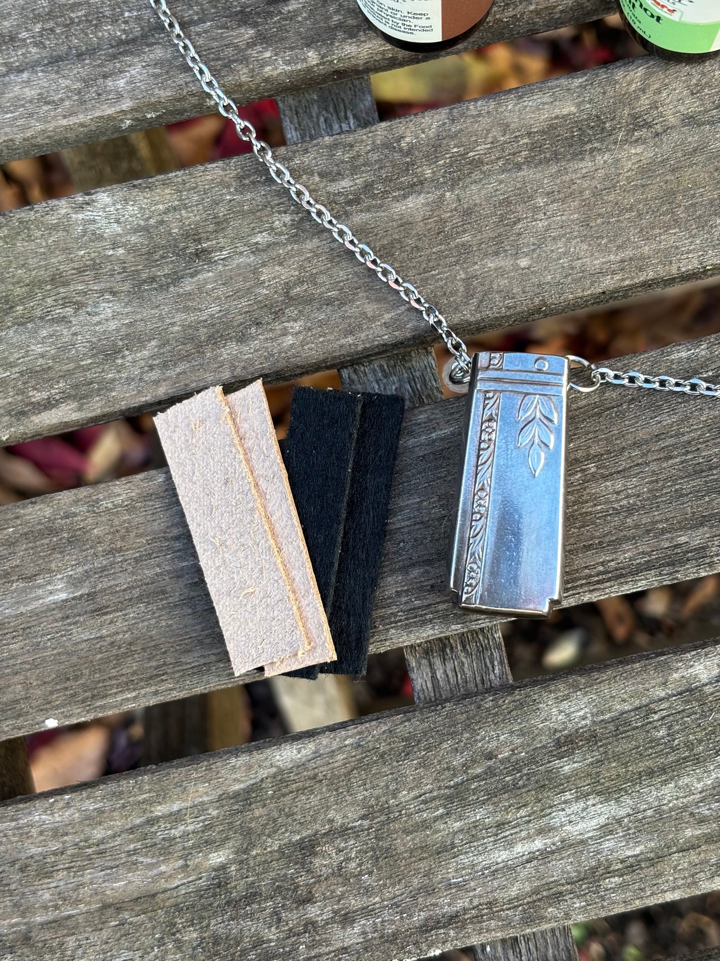 Up-Cycled Vintage Silverware Essential Oil Diffuser Pendant with Rose Quartz Crystal