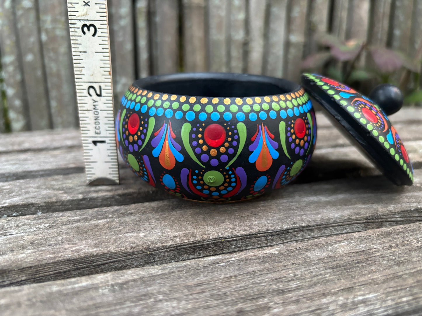 Concrete Mandala Chubby Pot with Lid-Trinket Bowl