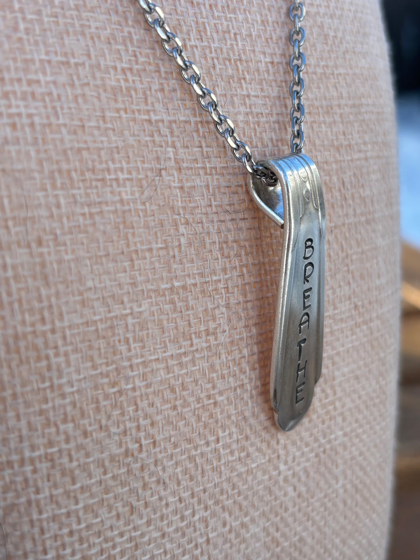Up-Cycled Vintage Silverware Pendant Breathe