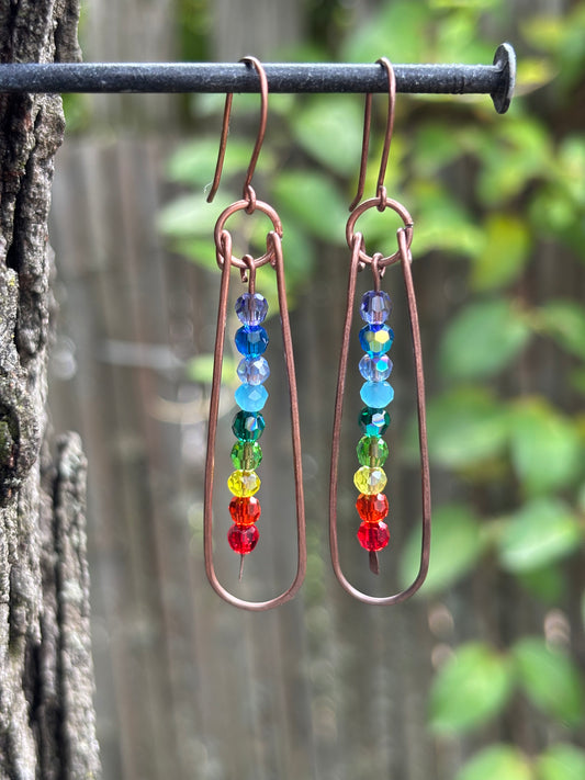 Rainbow Chakra Pride Glass Crystal Earrings