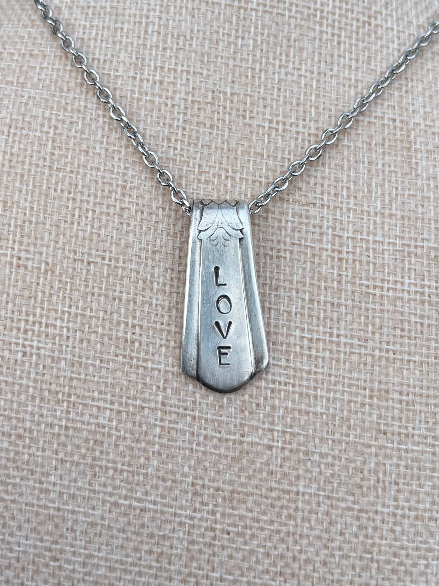 Up-Cycled Vintage Silverware Pendant Love