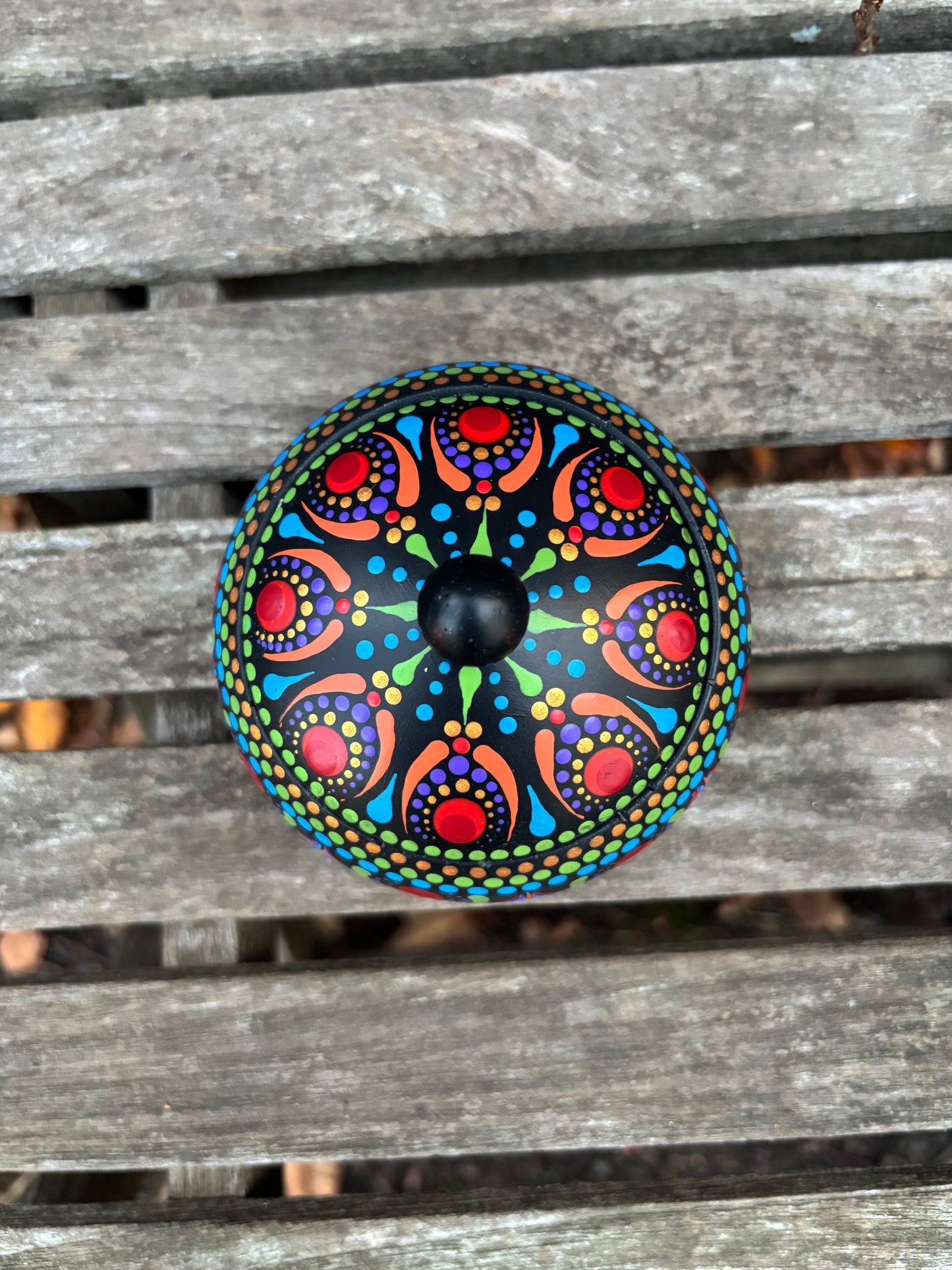 Concrete Mandala Chubby Pot with Lid-Trinket Bowl