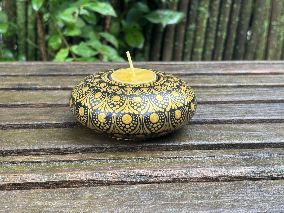 Concrete Mandala Tealight Tea Light Holder Gold