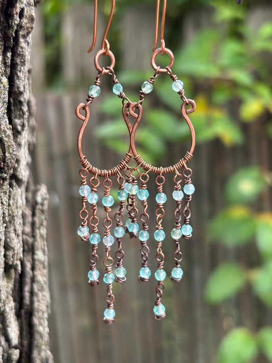 Copper Chandelier Earrings Apatite
