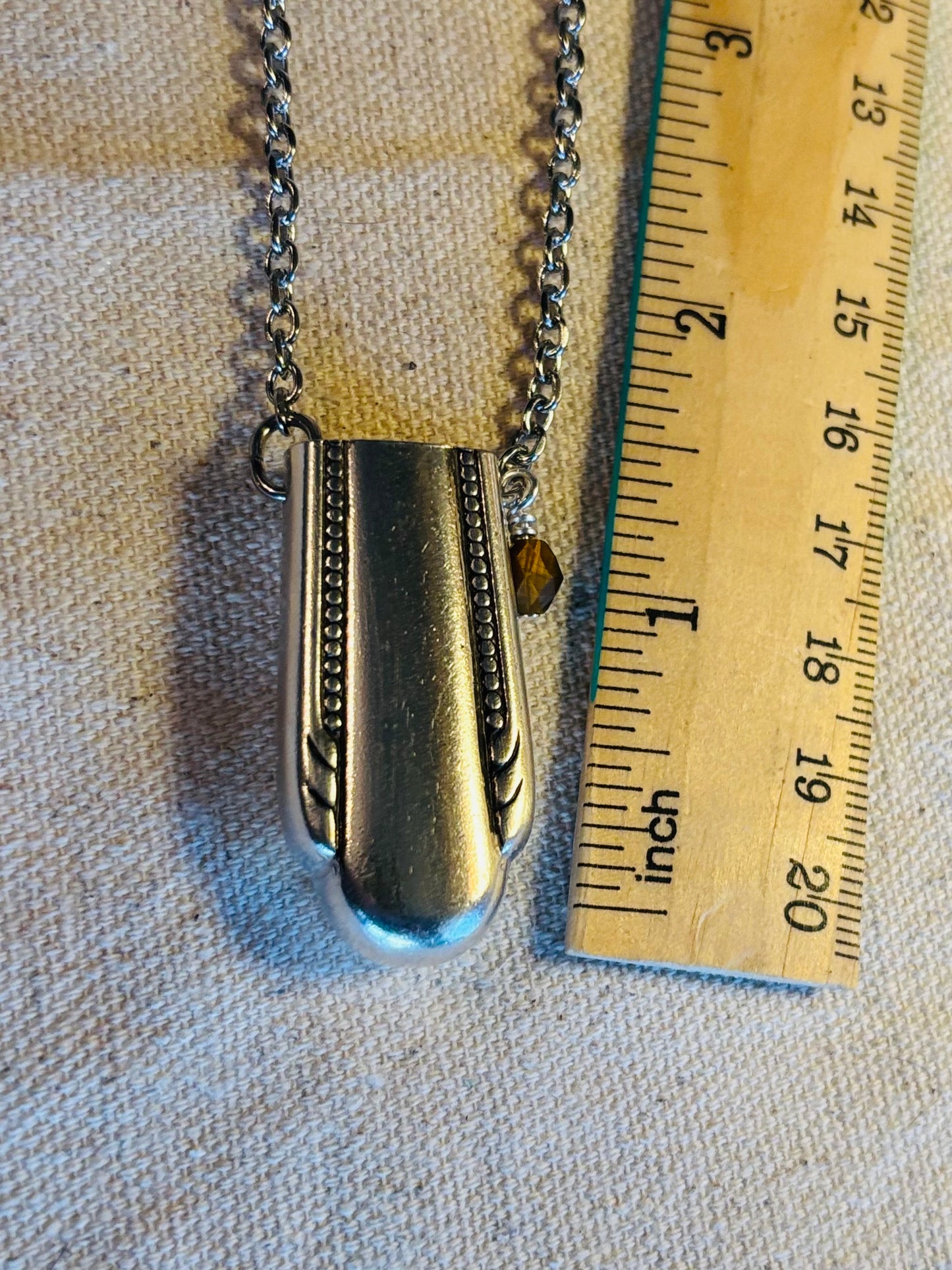 Up-Cycled Vintage Silverware Essential Oil Diffuser Pendant with Tiger Eye