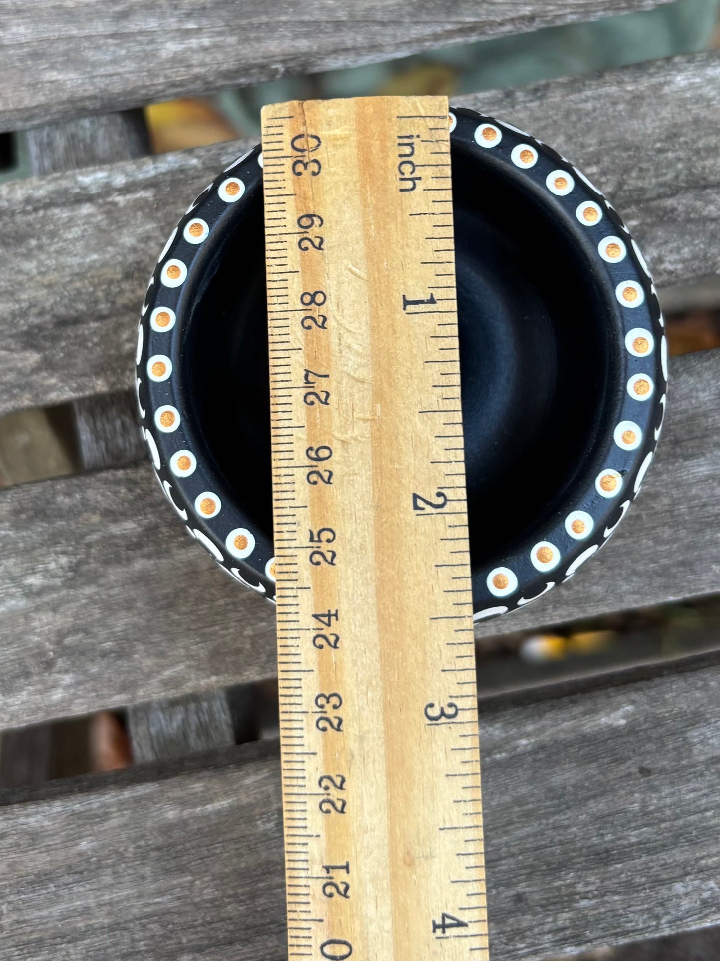 Concrete Mandala Incense Holder Burner Black and White