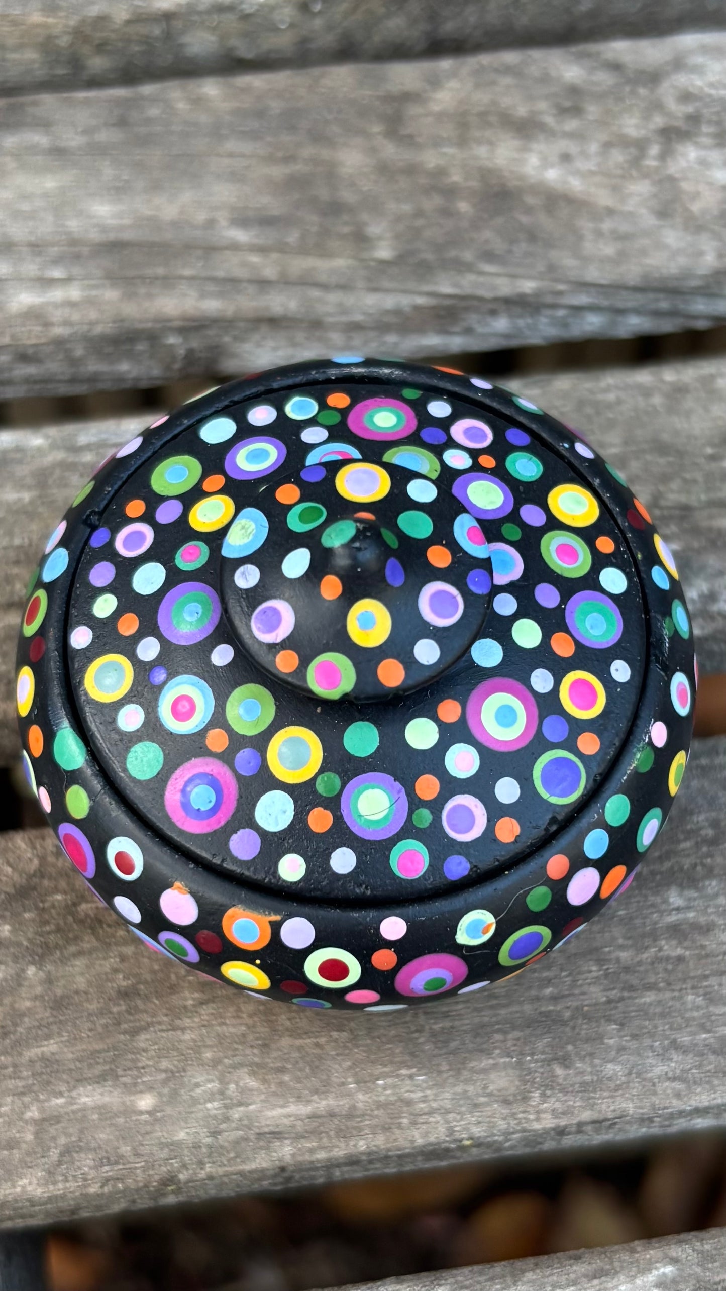 Concrete Dot Mandala Tiny Pot with Lid-Trinket Bowl