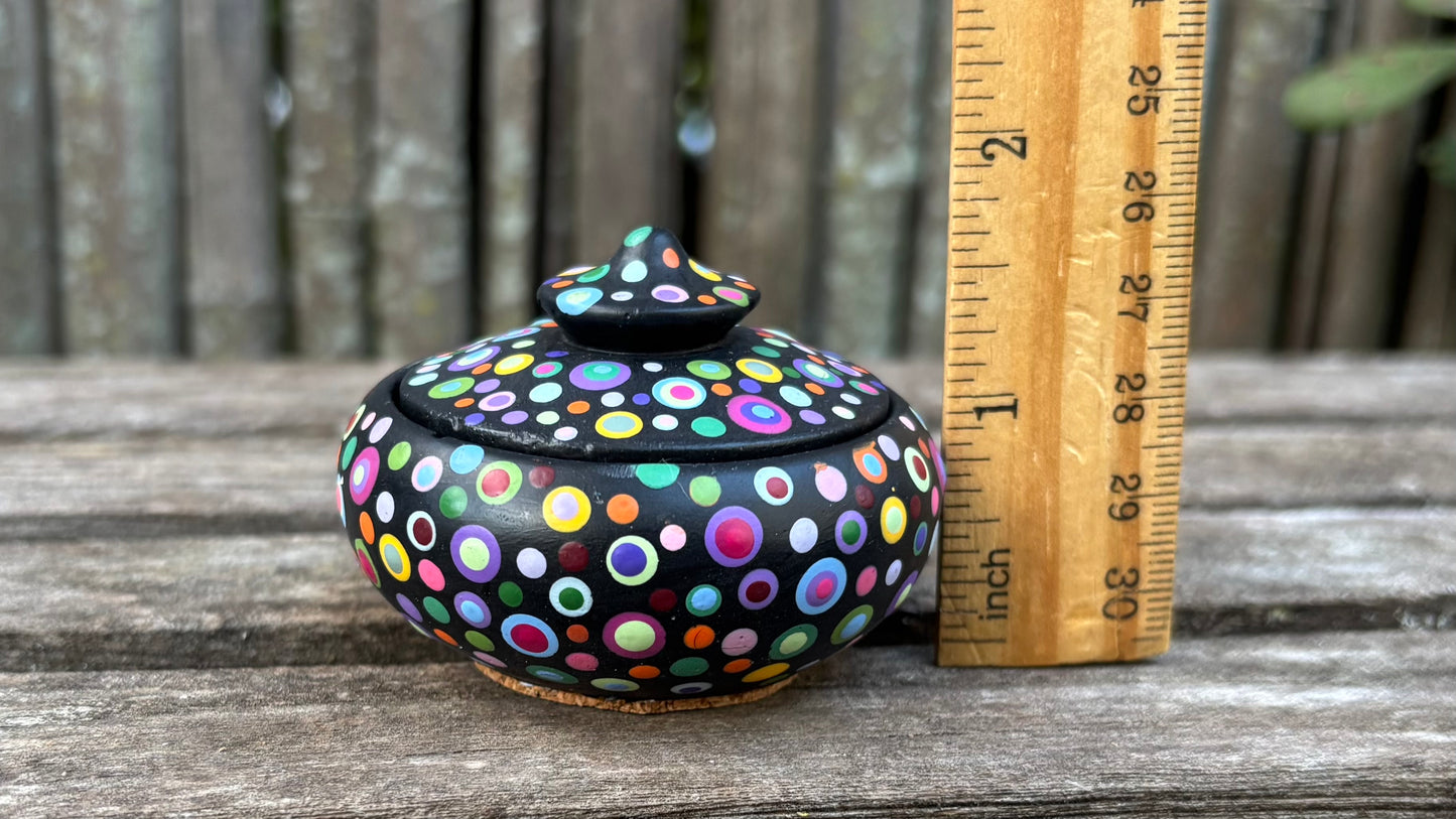 Concrete Dot Mandala Tiny Pot with Lid-Trinket Bowl