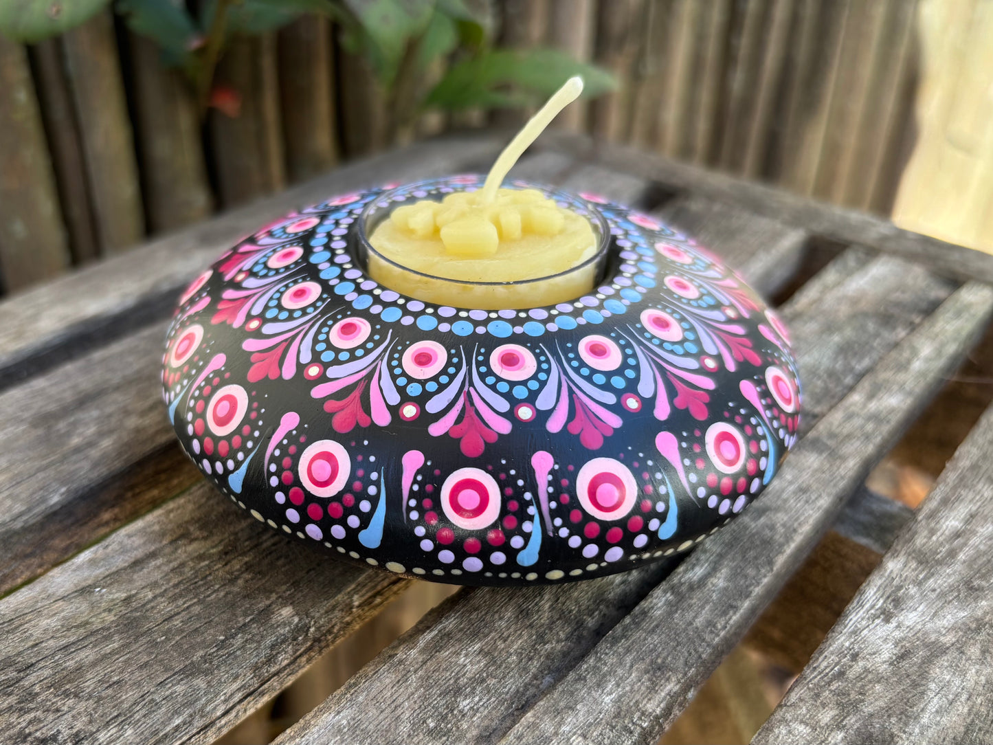 Concrete Mandala Tealight Tea Light Holder Pink