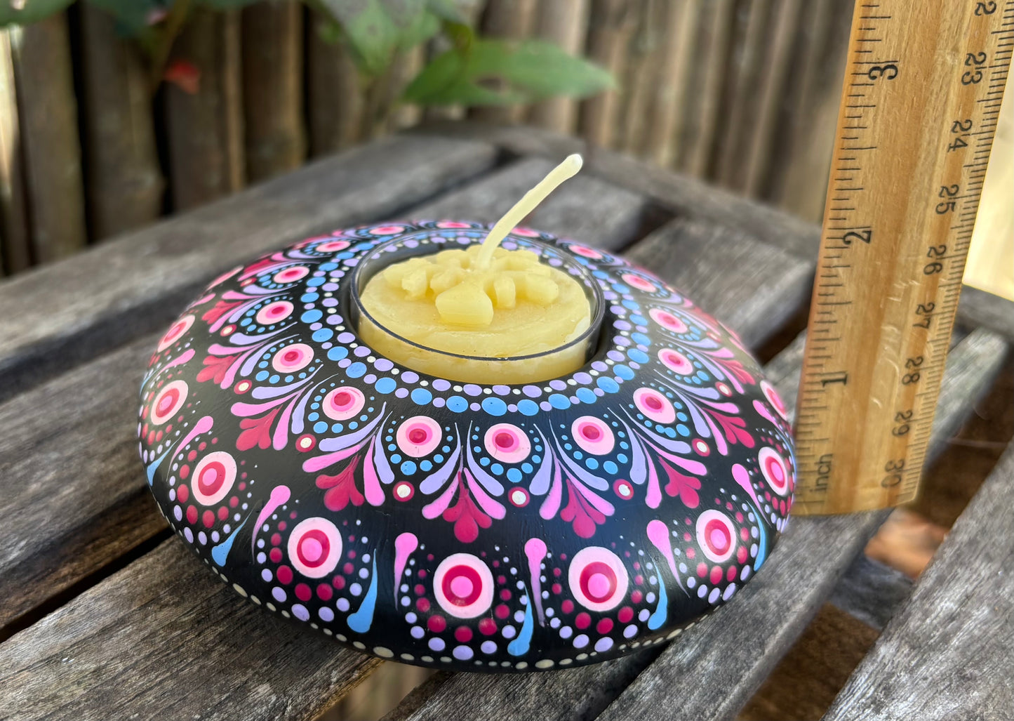 Concrete Mandala Tealight Tea Light Holder Pink