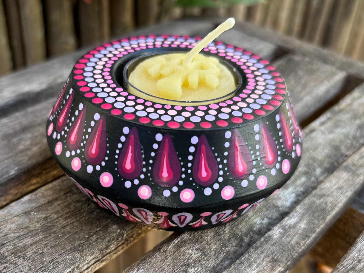 Concrete Mandala Tealight Tea Light Holder Pink