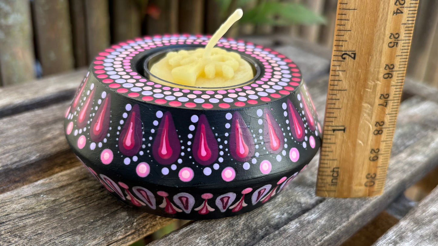 Concrete Mandala Tealight Tea Light Holder Pink