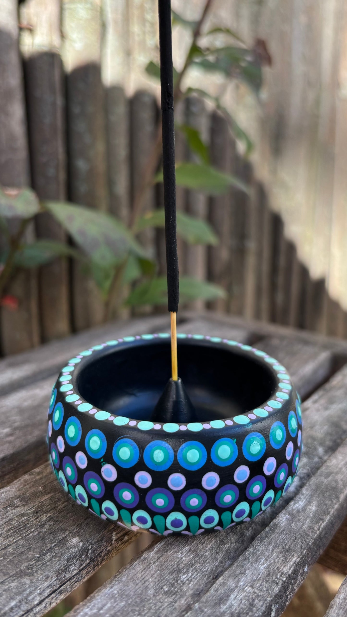 Concrete Mandala Incense Holder Burner Blue Purple