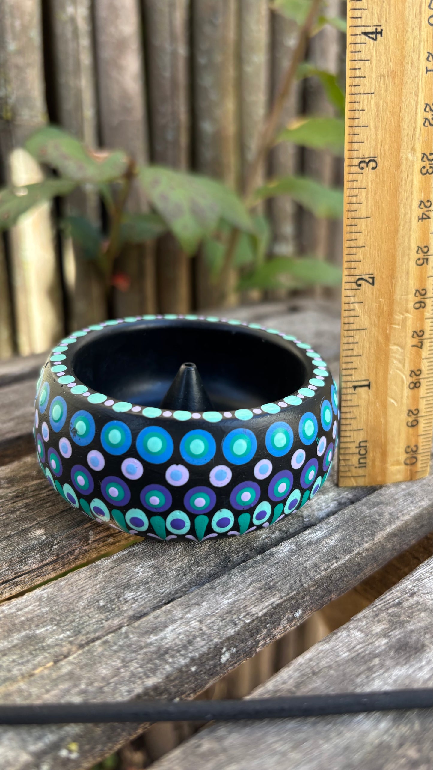 Concrete Mandala Incense Holder Burner Blue Purple