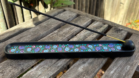 Concrete Dot Incense Holder Burner Purple Blue