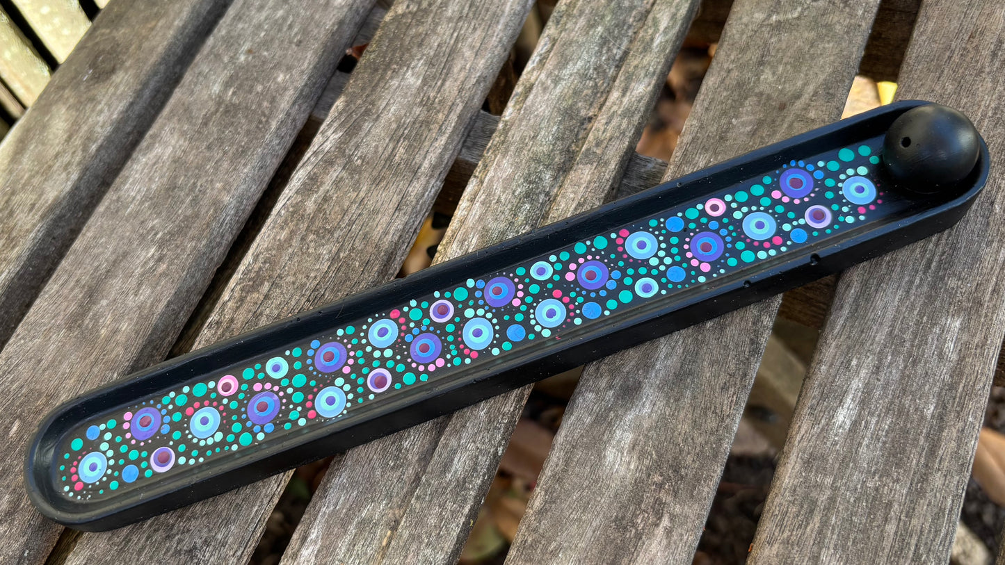 Concrete Dot Incense Holder Burner Purple Blue