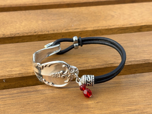 Up-Cycled Vintage Silverware and Leather Bracelet