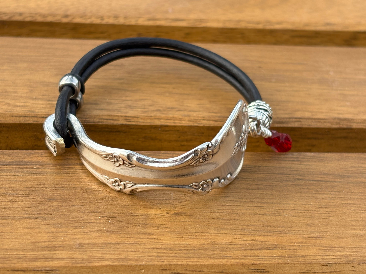 Up-Cycled Vintage Silverware and Leather Bracelet