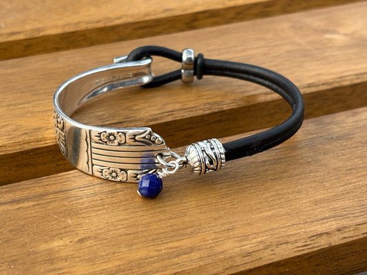 Up-Cycled Vintage Silverware and Leather Bracelet
