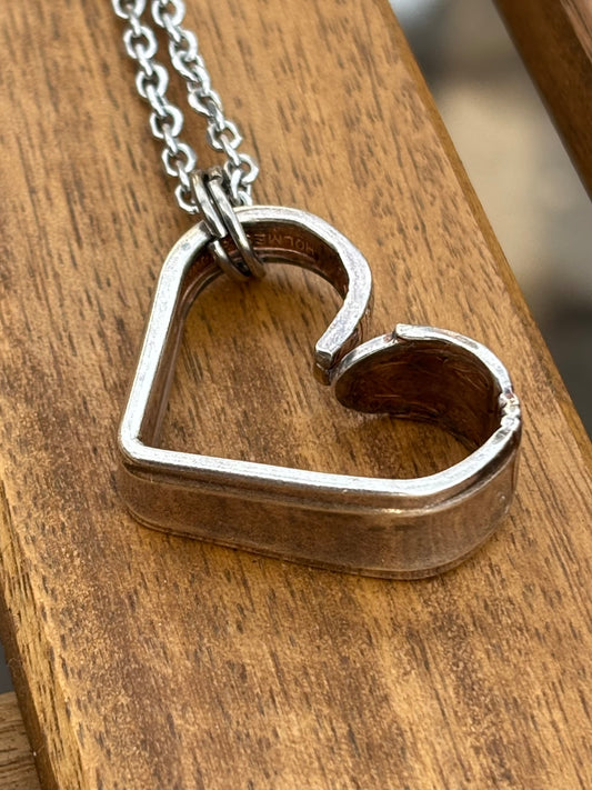 Up-Cycled Vintage Silverware Open Heart Pendant