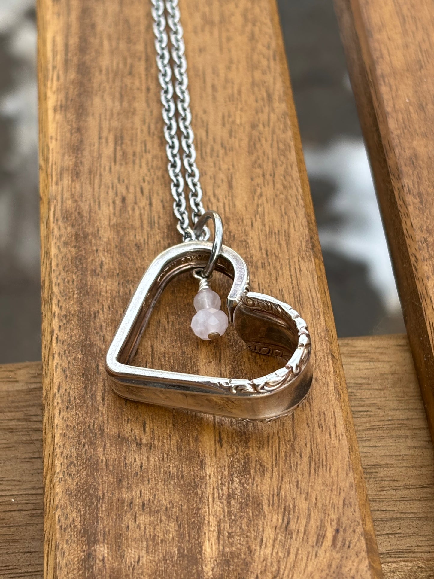 Up-Cycled Vintage Silverware Open Heart Pendant