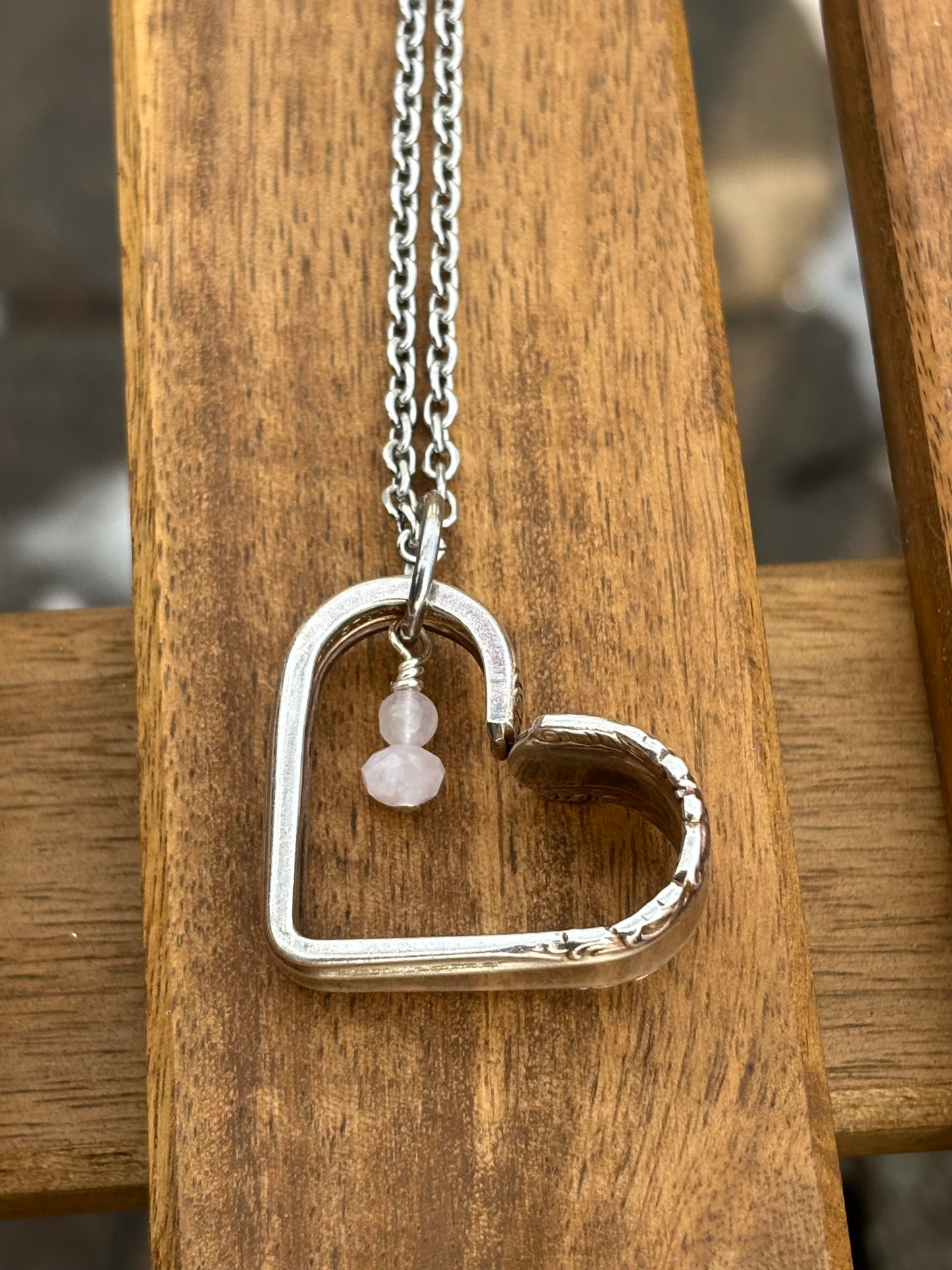 Up-Cycled Vintage Silverware Open Heart Pendant