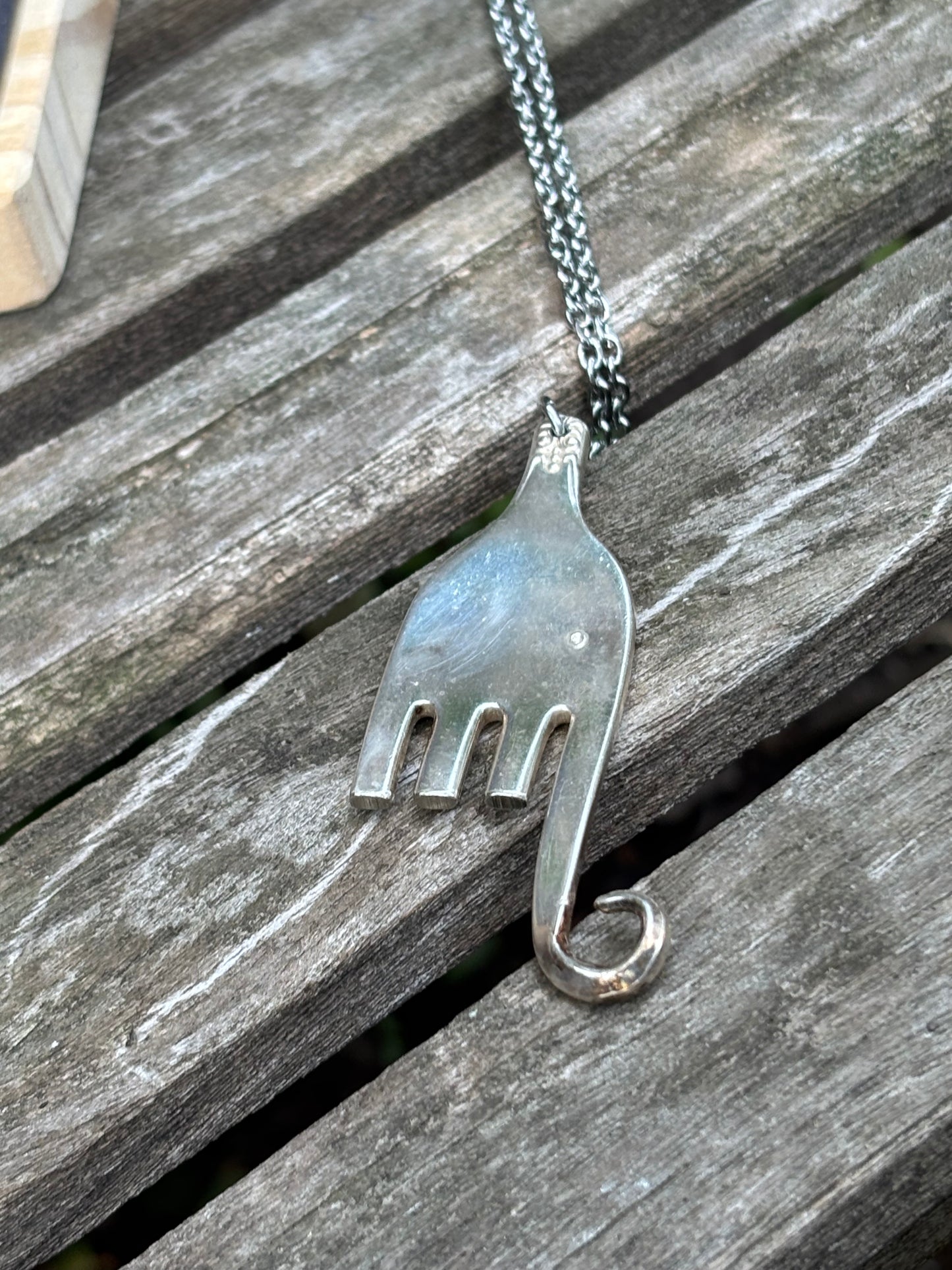 Up-Cycled Vintage Silverware Elephant  Pendant