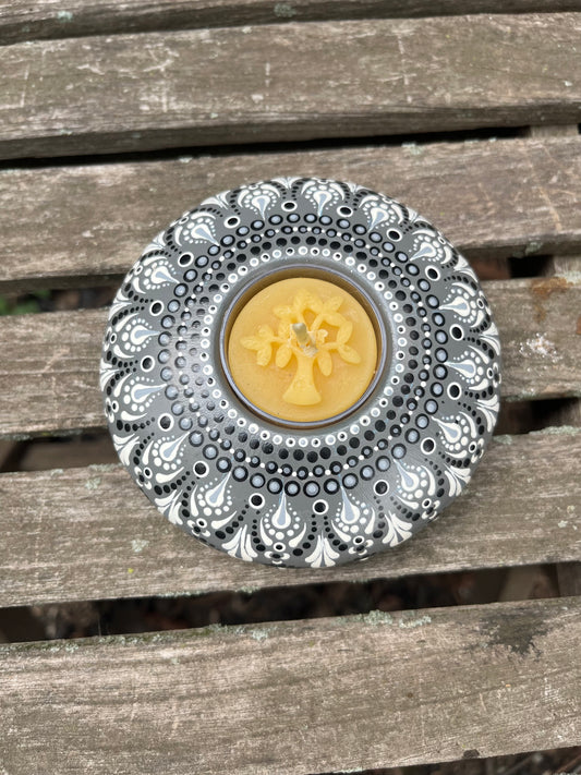 Concrete Mandala Tealight Tea Light Holder