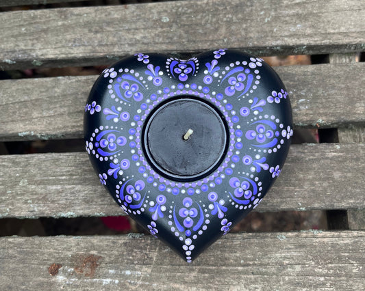 Concrete Heart Mandala Tealight Tea Light Holder