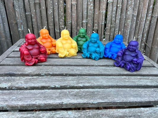 100% Pure Beeswax Smiling Laughing Buddha Candle