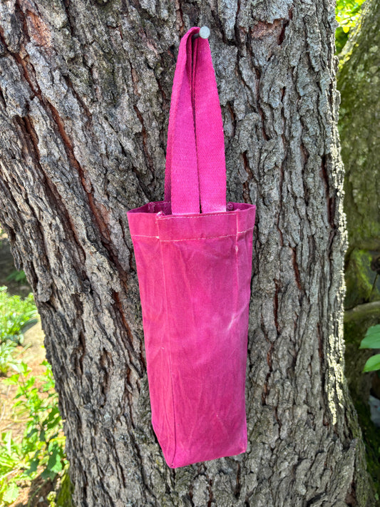 Beeswax 100% Cotton Canvas Wine/Water Bottle Tote BURGUNDY