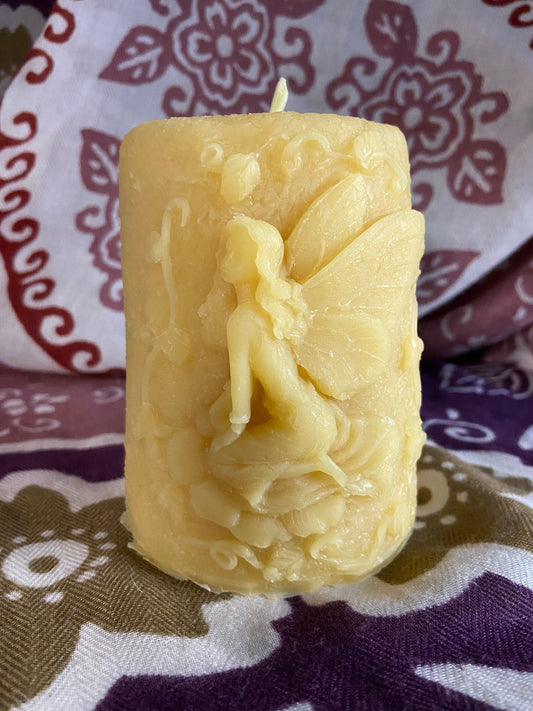 100% PURE Beeswax Candle-Fairy-Faerie-Pixie- Pillar-Beeswax Candle