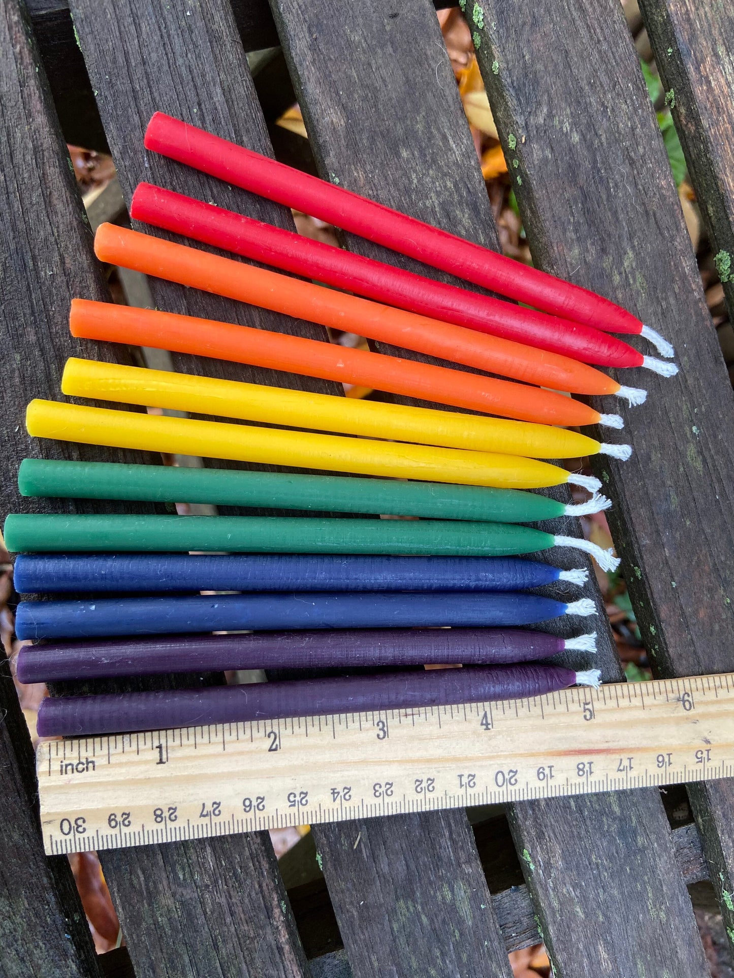 100% Pure Beeswax Tiny Taper Candles 5 inch - Rainbow-Birthday-Celebration-Meditation-Prayer-Tiny Tapers-Small Tapers-Mini Tapers-Set of 12