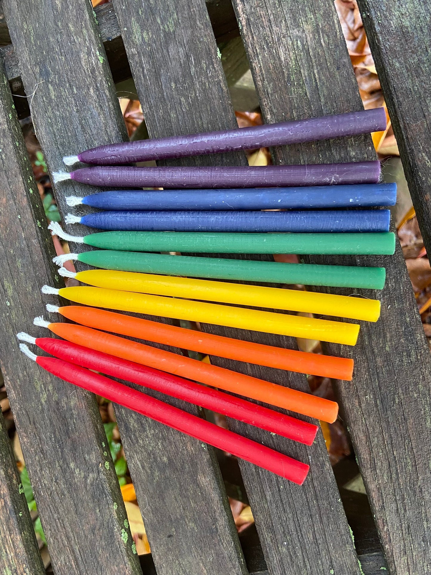 100% Pure Beeswax Tiny Taper Candles 5 inch - Rainbow-Birthday-Celebration-Meditation-Prayer-Tiny Tapers-Small Tapers-Mini Tapers-Set of 12