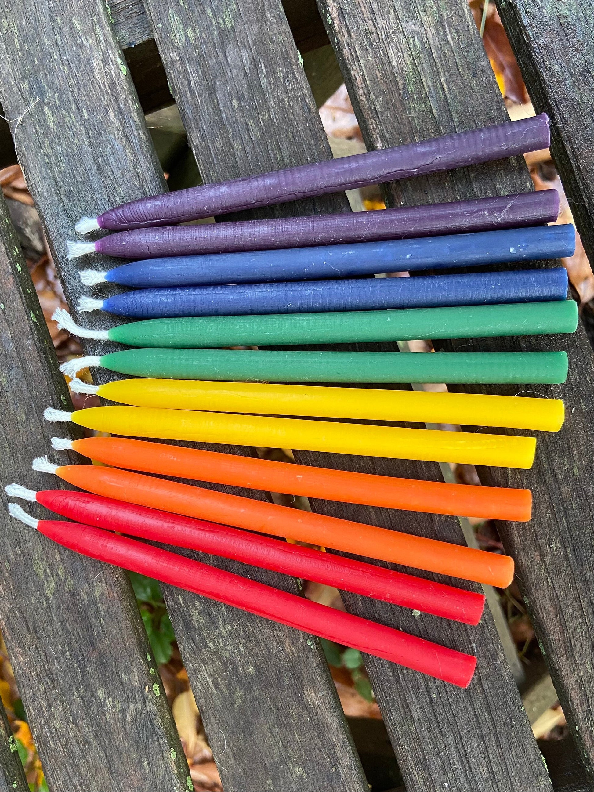 100% Pure Beeswax Tiny Taper Candles 5 inch - Rainbow-Birthday-Celebration-Meditation-Prayer-Tiny Tapers-Small Tapers-Mini Tapers-Set of 12